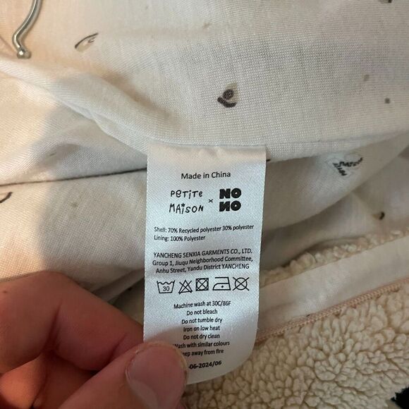 Petite Maison x Nono Baby Beige Coverall Jumpsuit 9M Hooded Sherpa Winter Snow - Picture 9 of 10